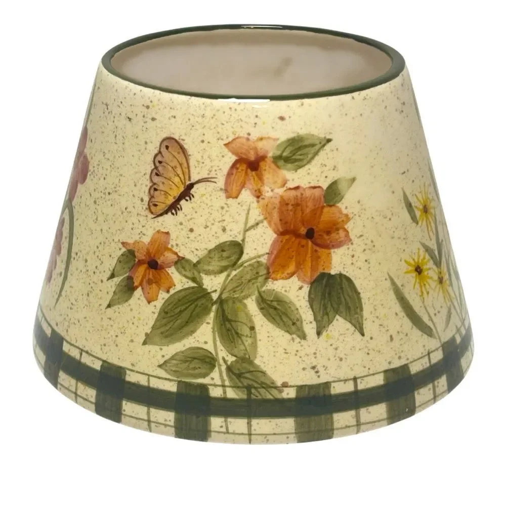 Homco Vintage Small Ceramic Jar Candle Shade Topper Flowers Butterflies